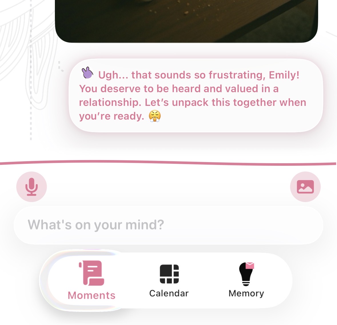 Calendar view showing mood tracking patterns